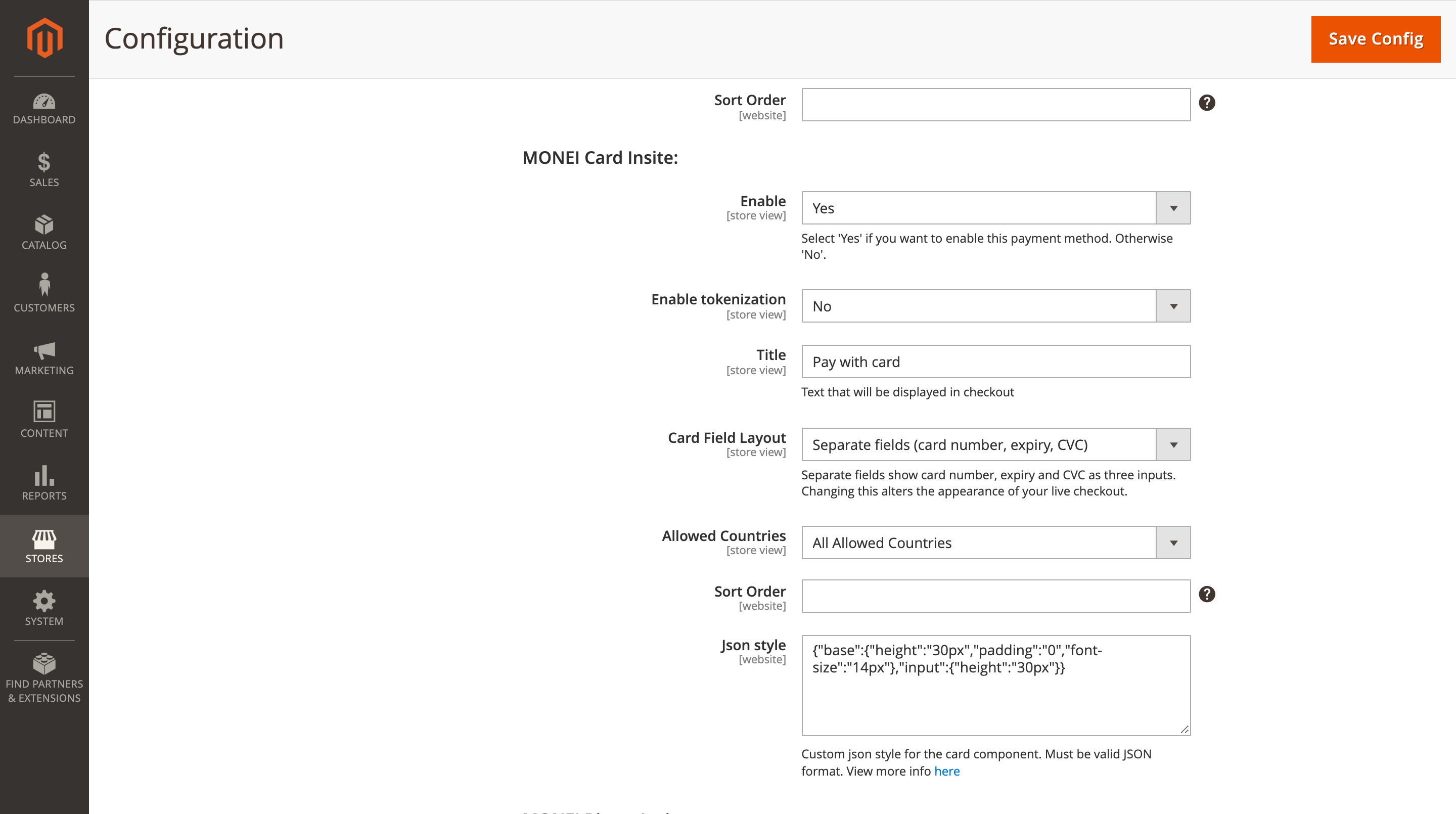 Card Field Layout setting