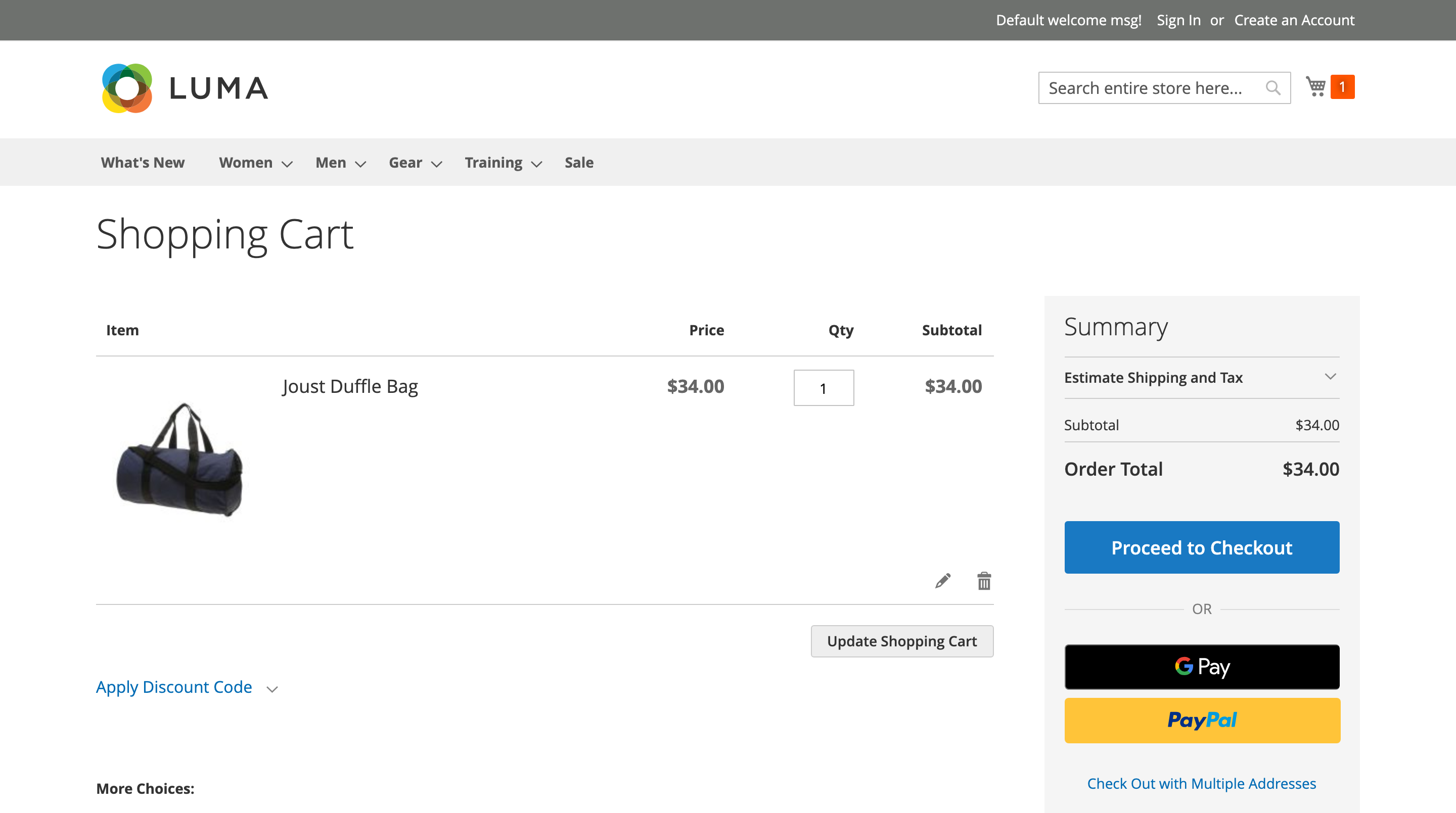 Express checkout buttons on the cart page