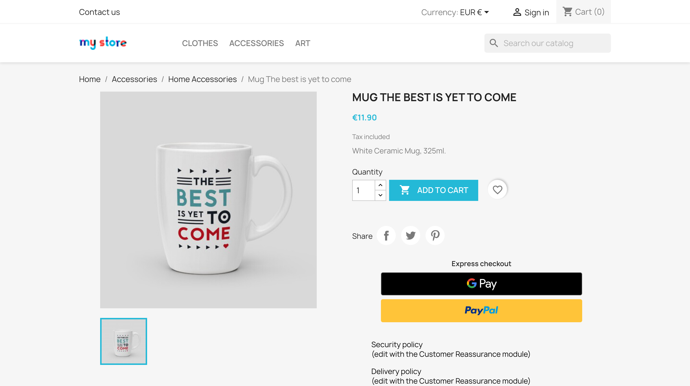 Express checkout buttons on a product page
