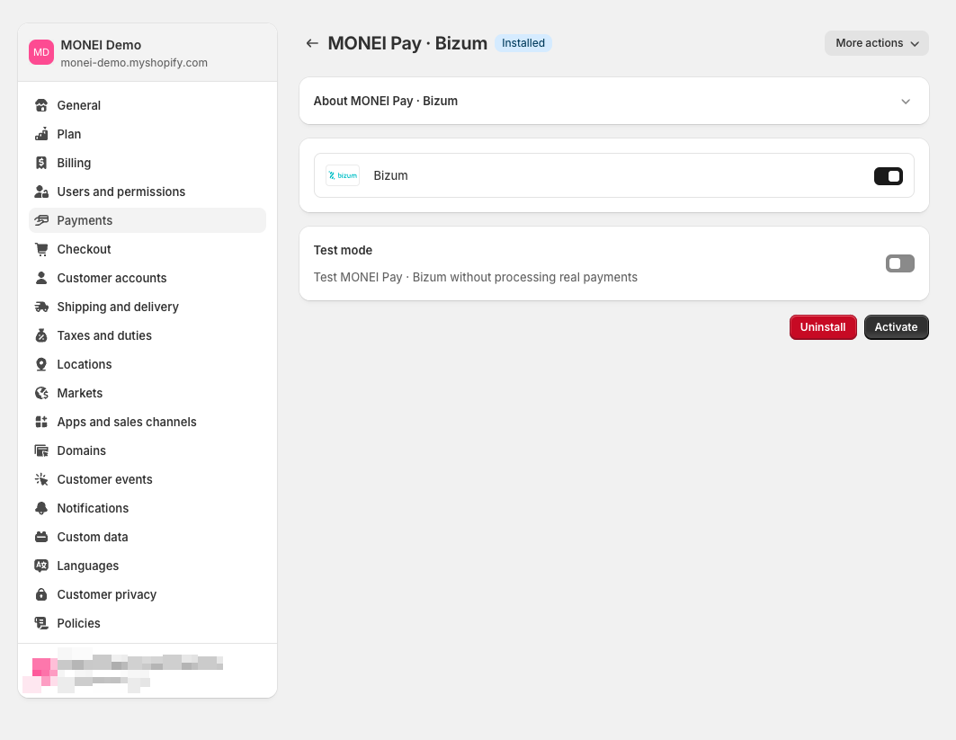Activar MONEI Pay · Bizum