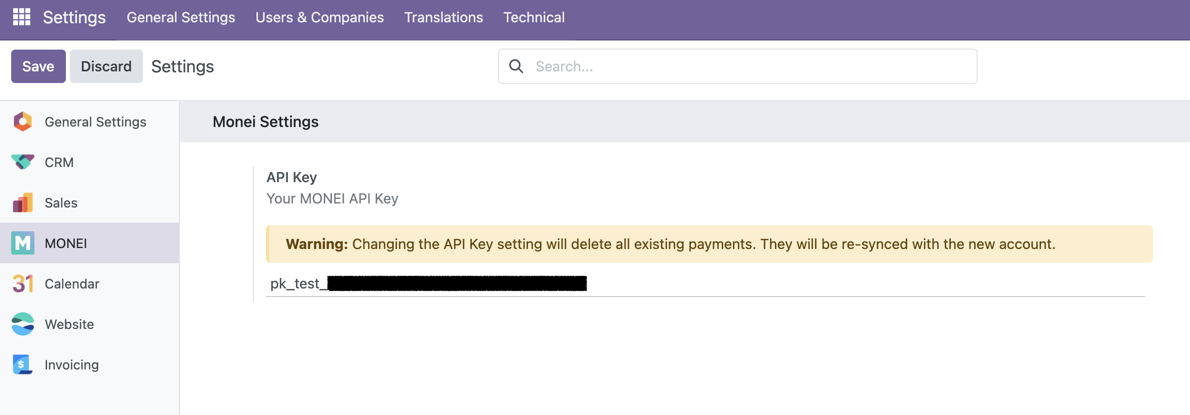 Configuración de MONEI en Odoo