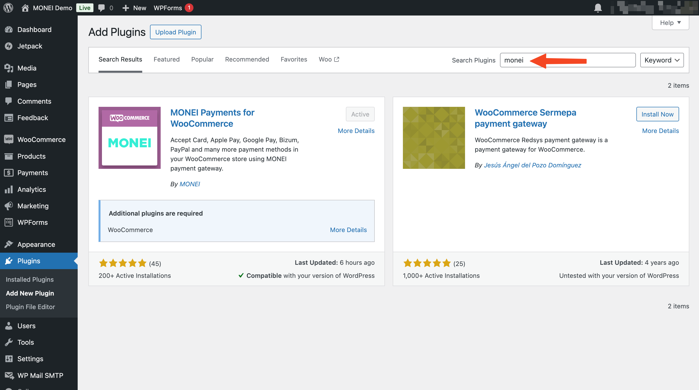 Instalar MONEI WooCommerce