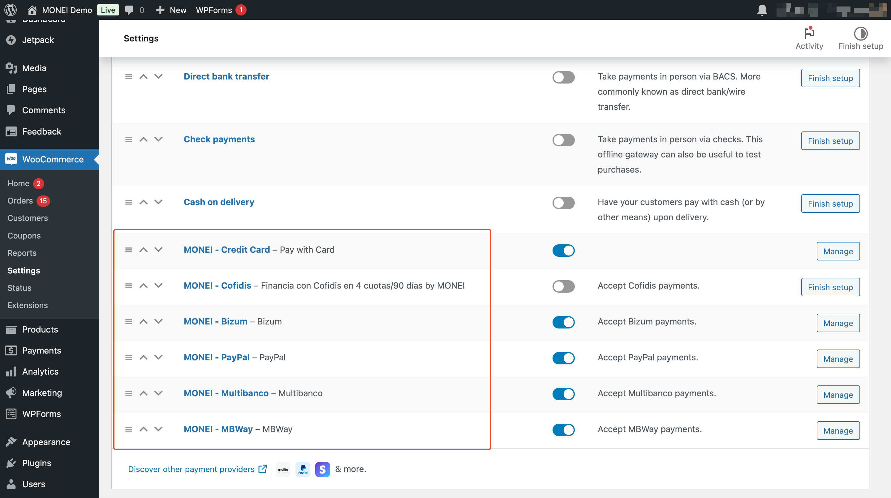 Configurar pagos con tarjeta