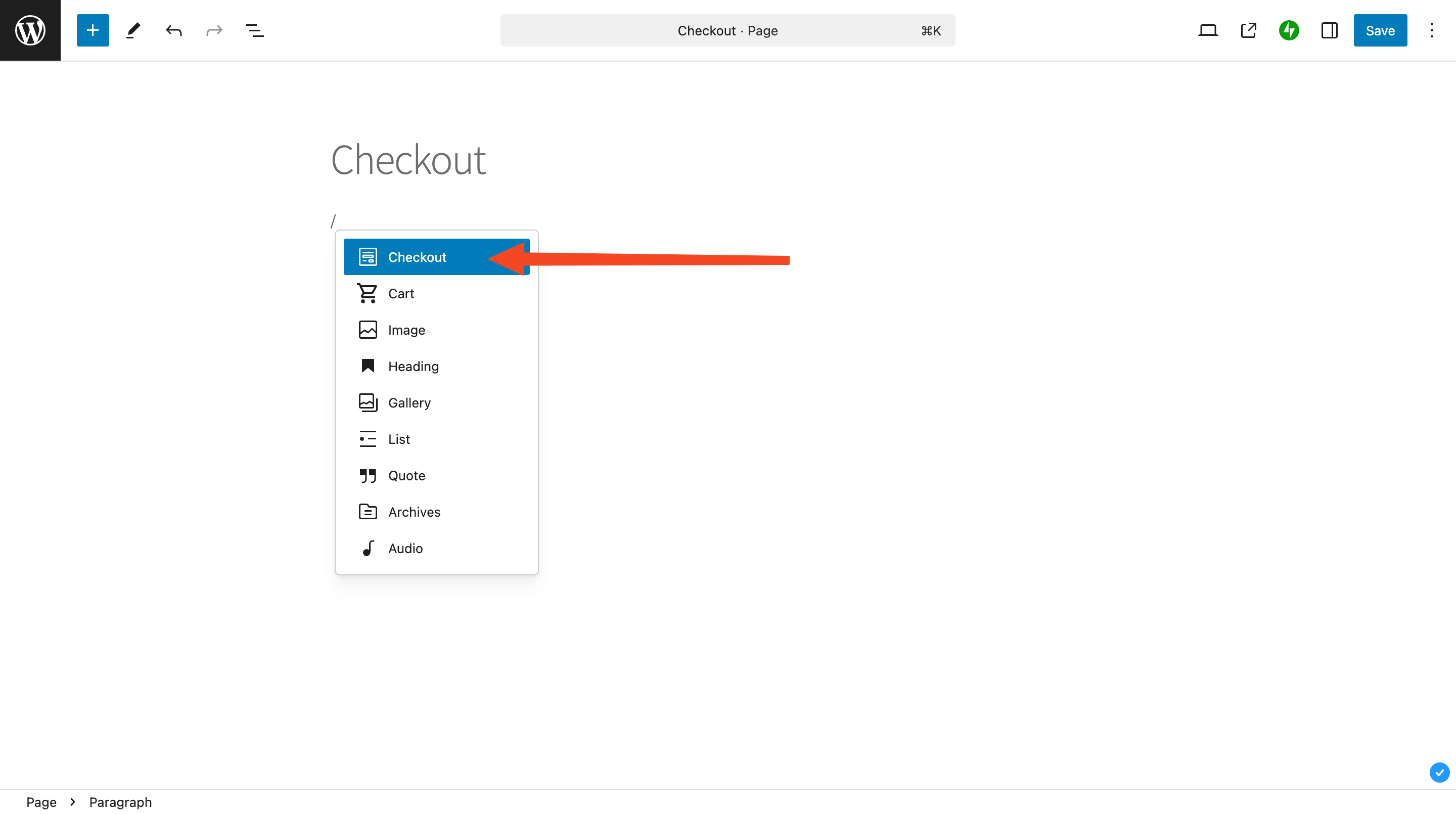 Configurar la página de Checkout
