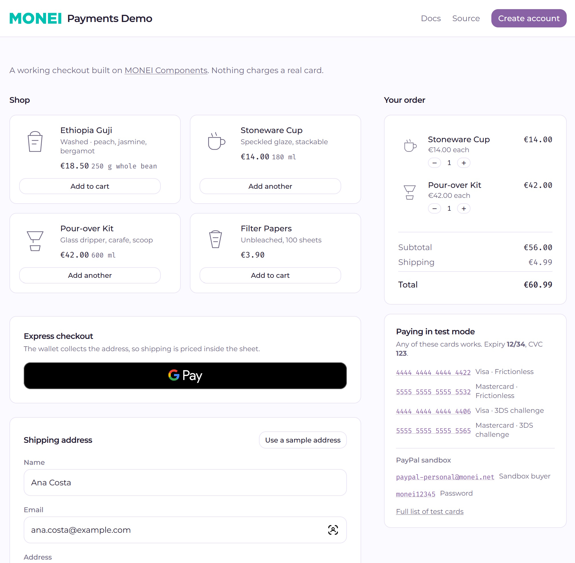 Demo de pagos MONEI