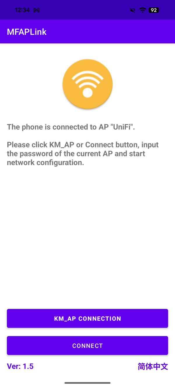 MFAPLink Android app KM_AP CONNECTION option