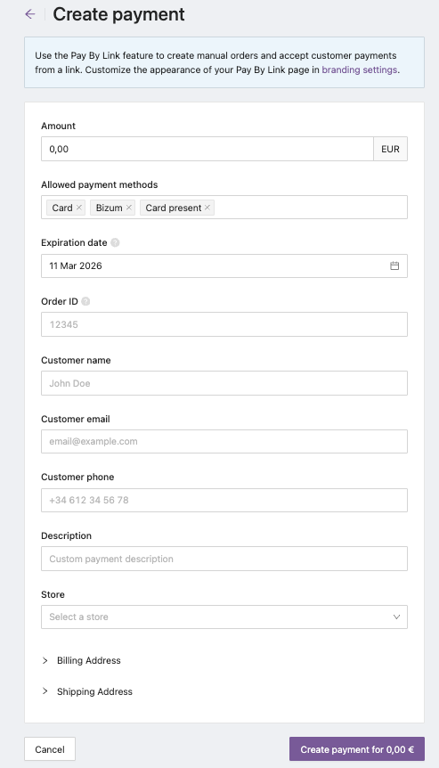 Create Payment Form
