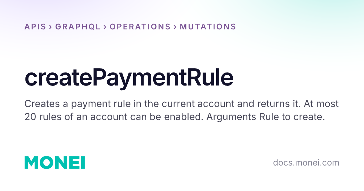createPaymentRule | MONEI Documentation