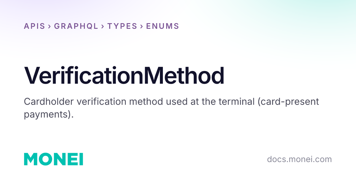 VerificationMethod | MONEI Documentation