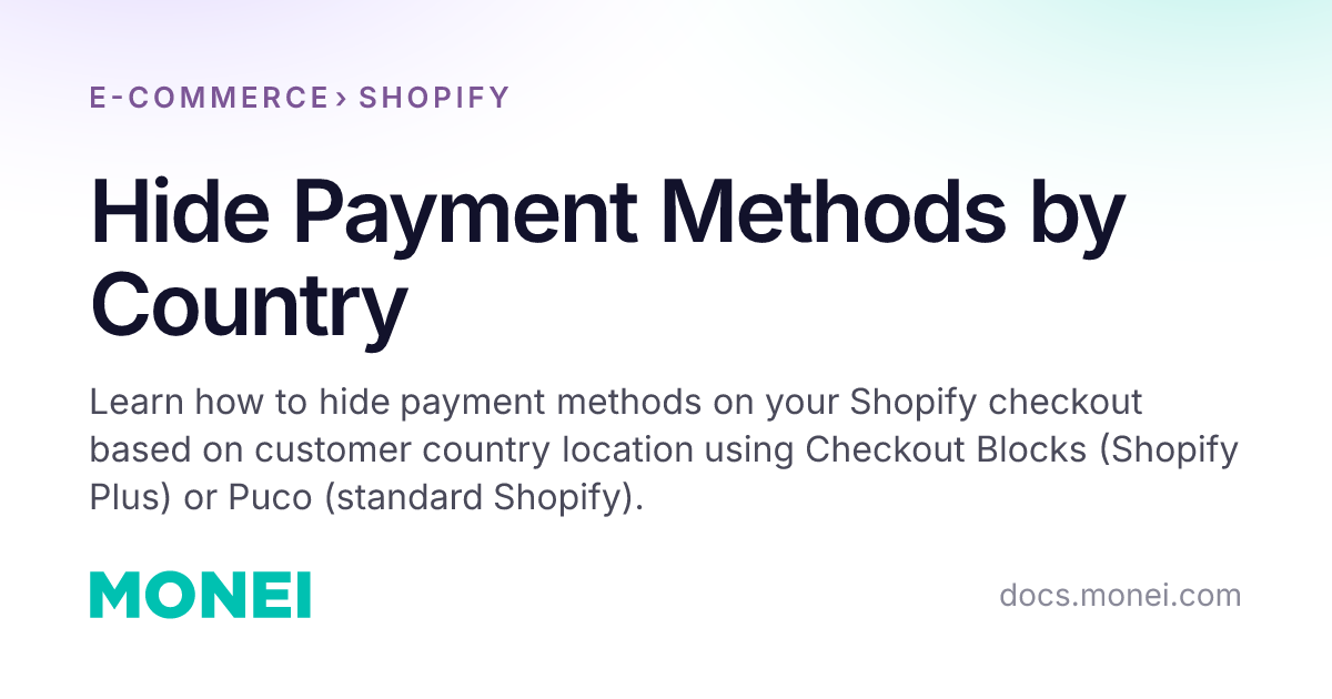 Hide Payment Methods by Country | MONEI Documentation